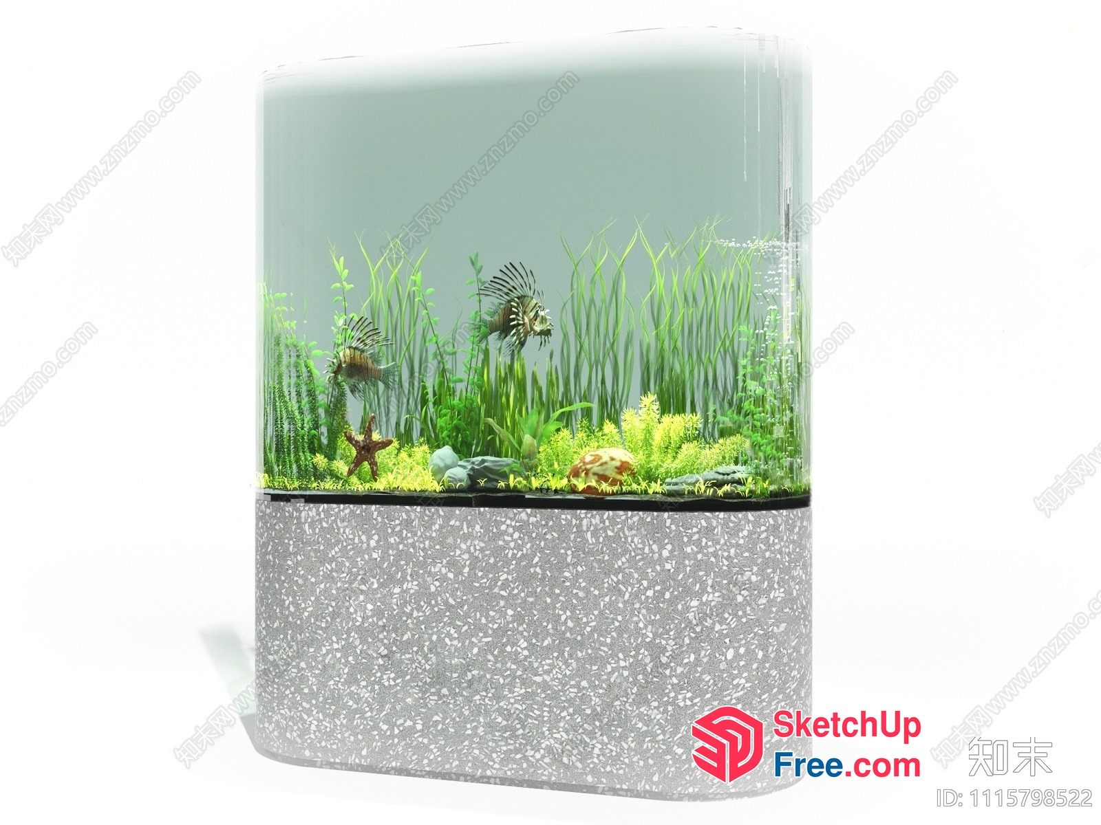 Aquatic Ecosystem With Lionfish And Seaweed 3D SketchUp File