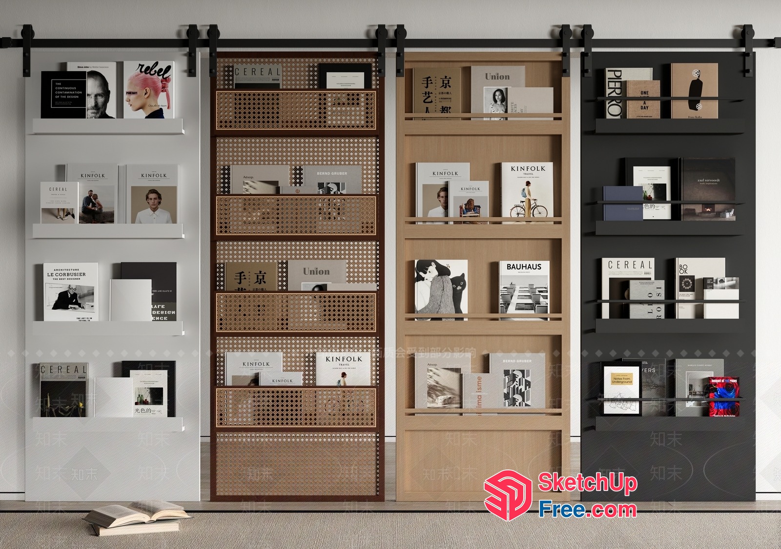 Modern Bookcase And Shelving Unit 3D SketchUp File