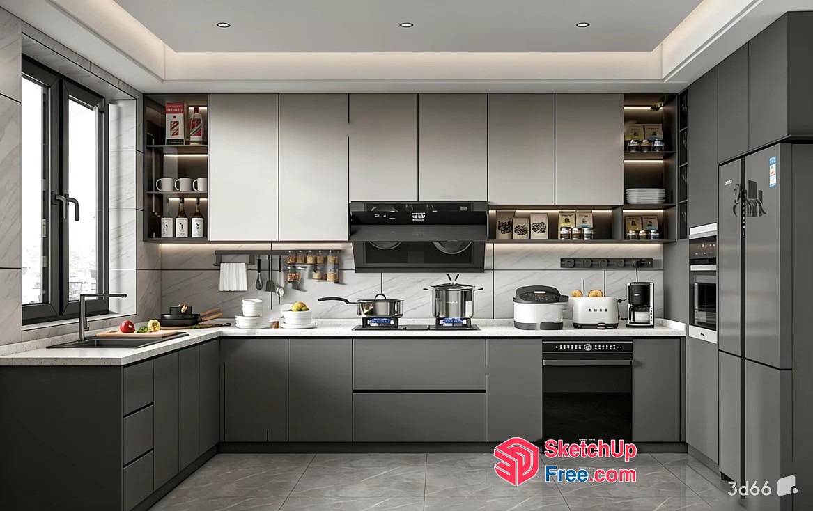 Modern Kitchen Interior Design With Sleek Appliances 3D SketchUp File