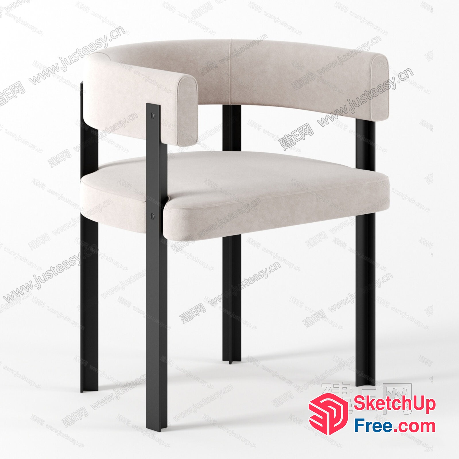 Modern Minimalist Chair With Black Legs 3D SketchUp File