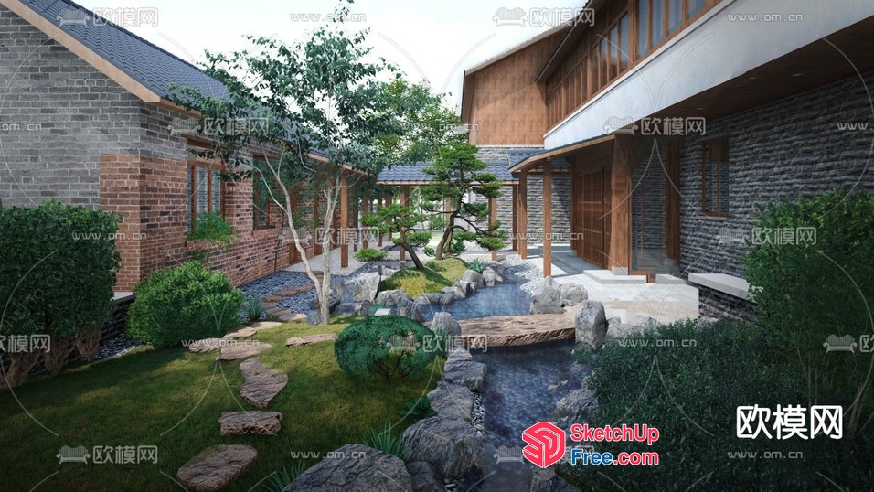 Serene Japanese-Style Garden Oasis 3D SketchUp File
