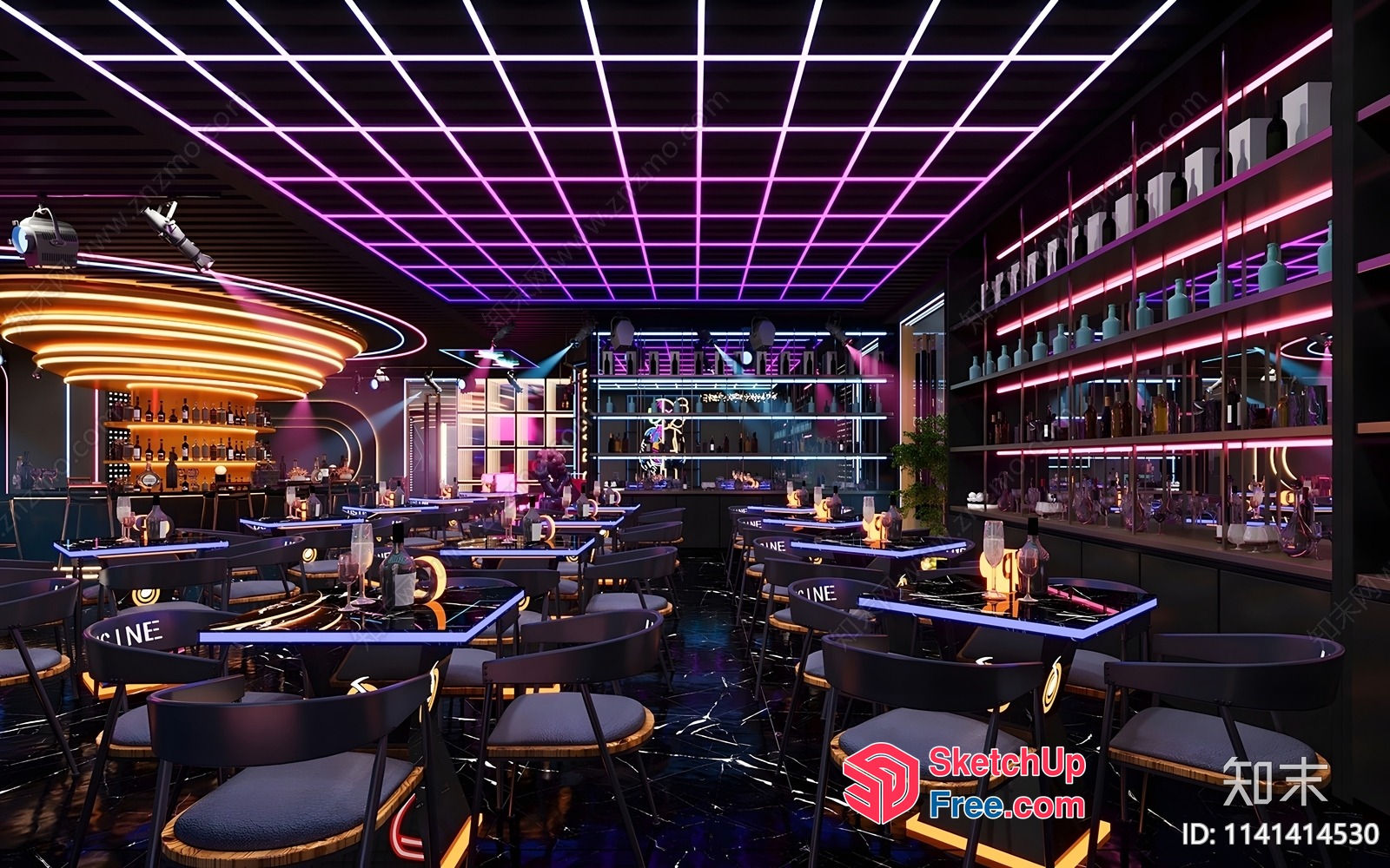 Futuristic Nightclub Interior Design 3D SketchUp File