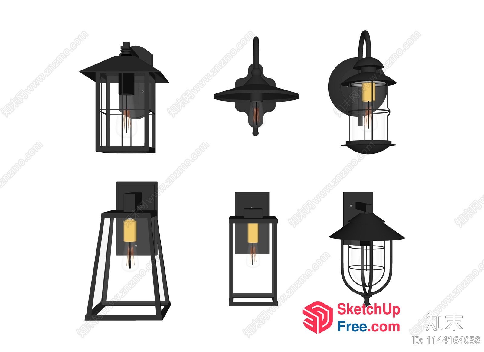 Exterior Black Metal And Glass Lanterns 3D SketchUp File