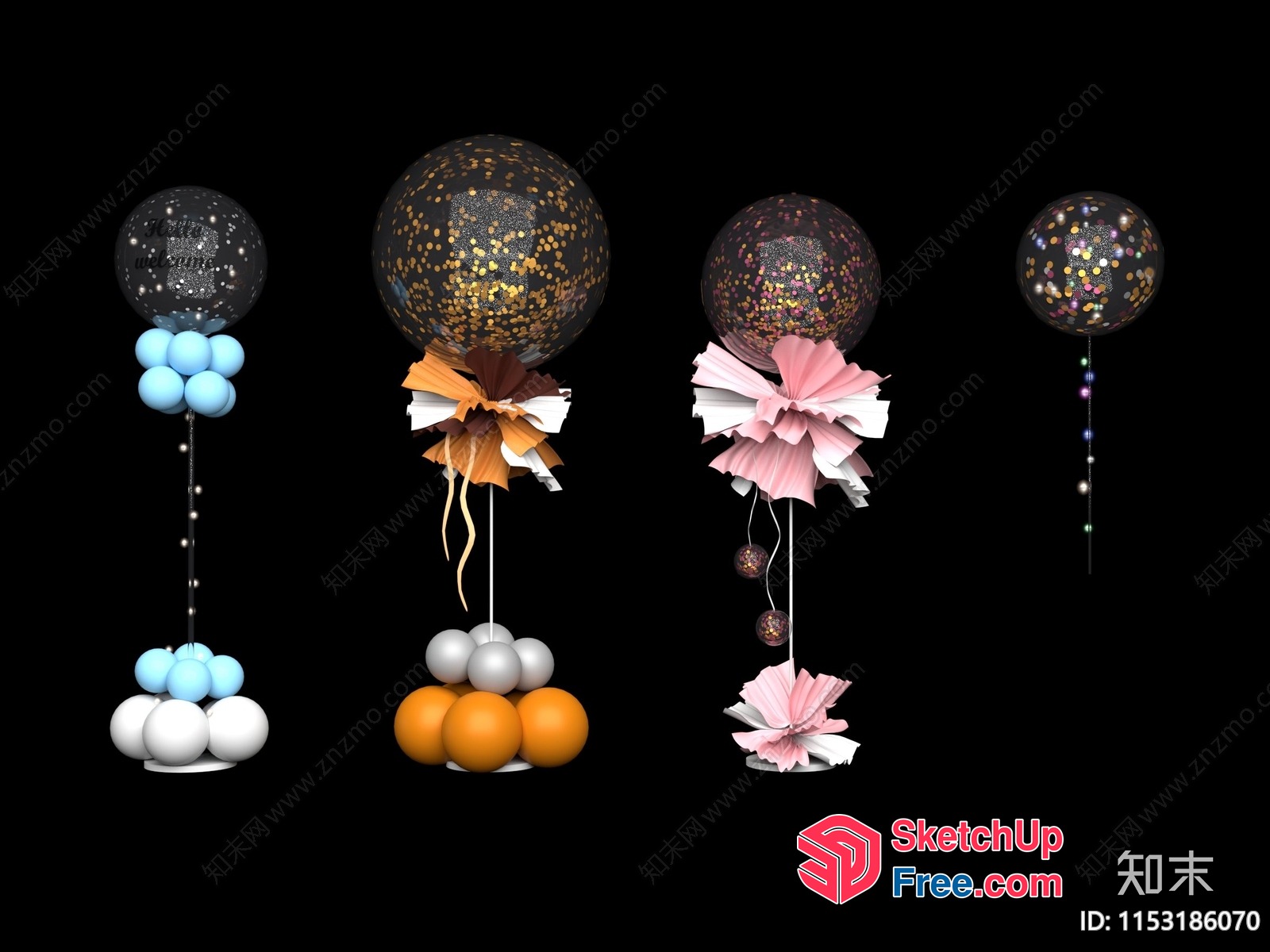 Balloon And Paper Decorations For A Festive Atmosphere 3D SketchUp File