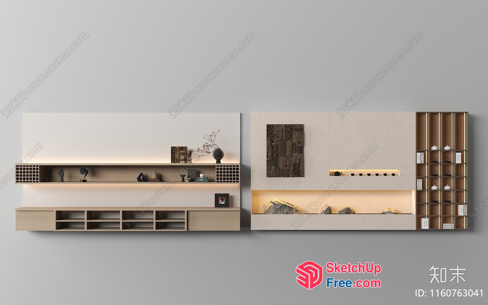 Modern Minimalist Japanese-Inspired Living Room Decor 3D SketchUp File