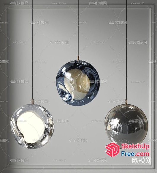 Glass Sphere Hanging Light Fixtures 3D SketchUp File