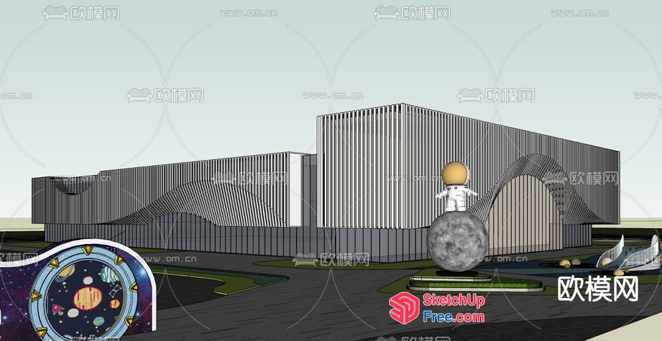 Futuristic Space-Themed Building Exterior 3D SketchUp File