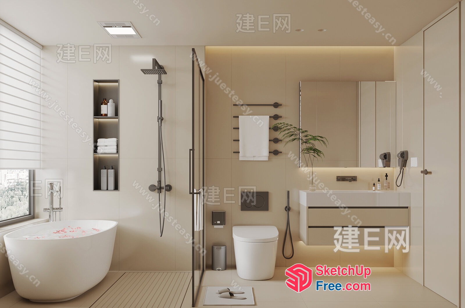 Modern Bathroom With Clean Lines And Natural Accents 3D SketchUp File