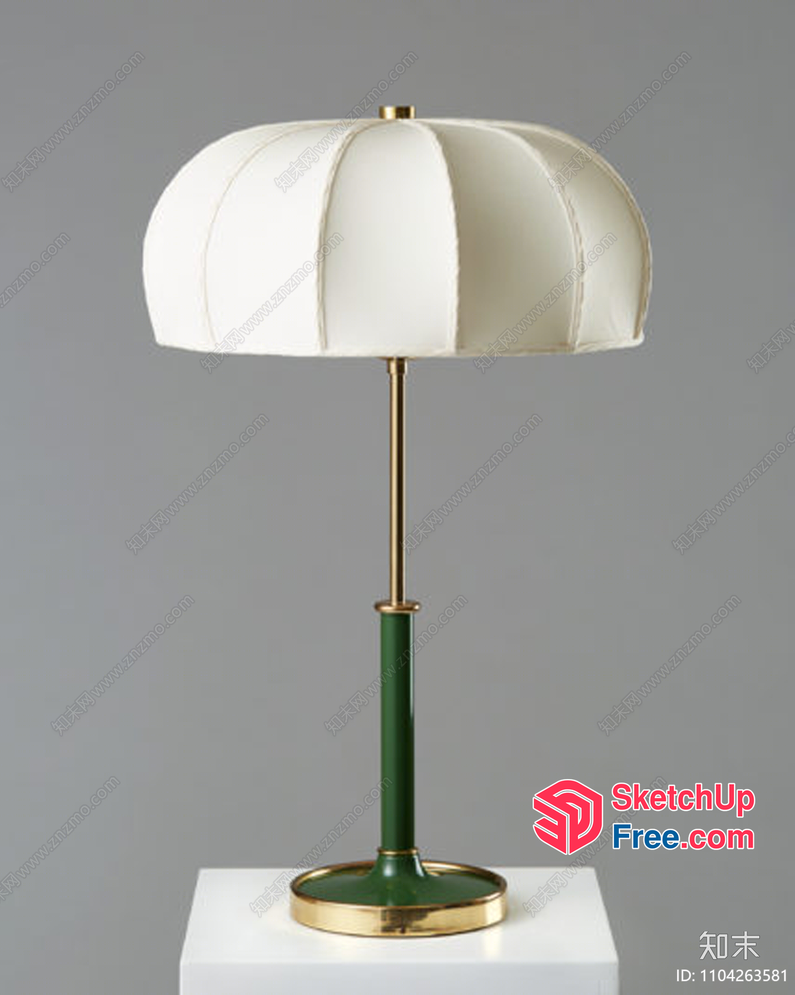 Elegant White And Green Table Lamp With Gold Accents 3D SketchUp File