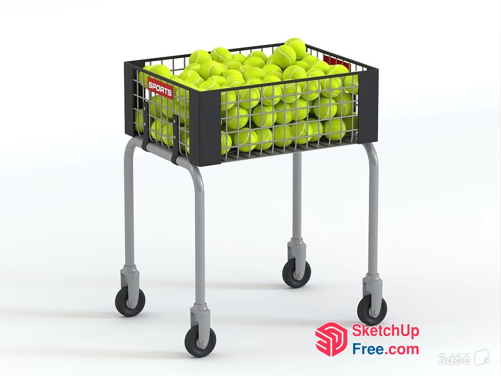 Tennis Balls In A Sports-Themed Shopping Cart 3D SketchUp File