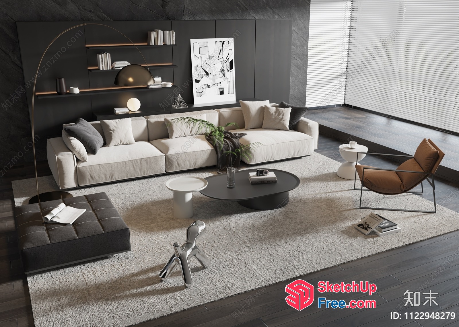 Modern Minimalist Living Room Interior 3D SketchUp File