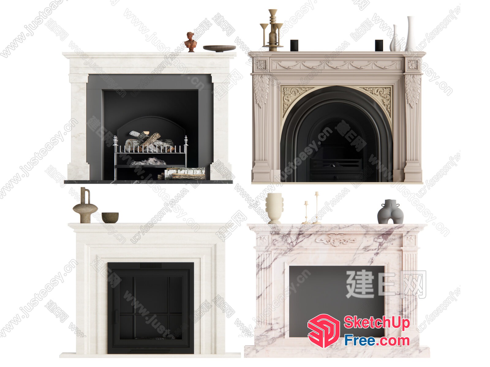 Elegant Fireplace Mantels In Various Styles 3D SketchUp File