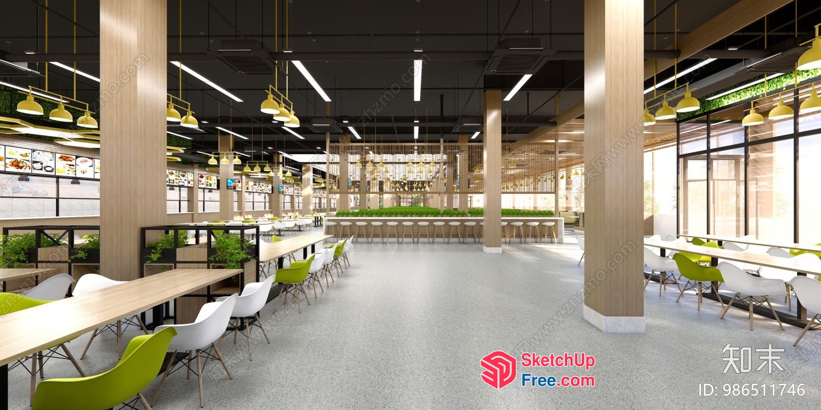 Modern Commercial Space With Clean Lines And Natural Elements 3D SketchUp File