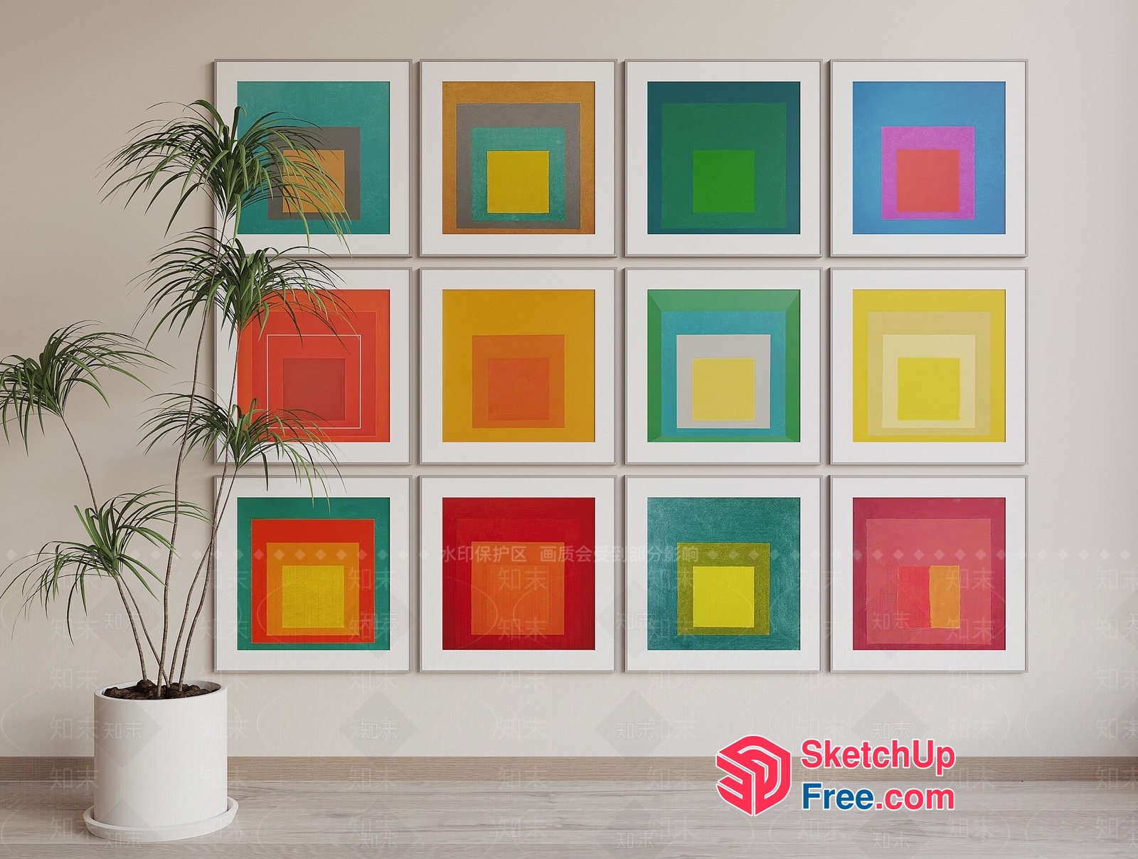 Colorful Artwork Gallery 3D SketchUp File