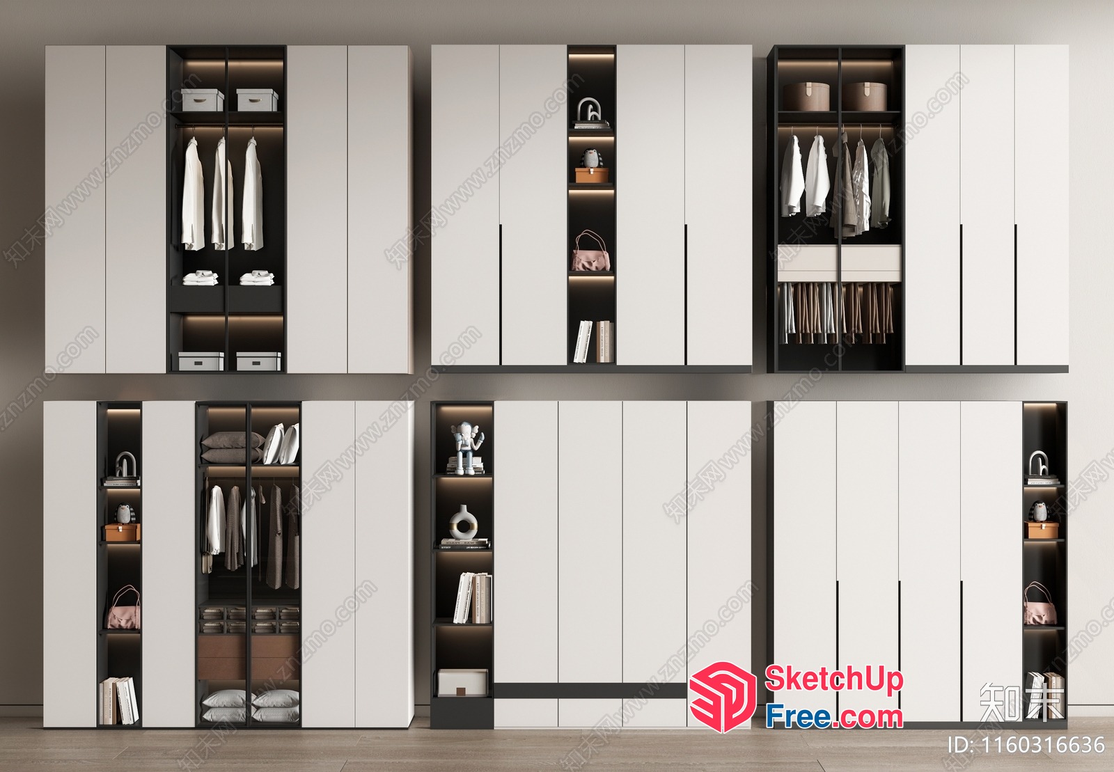 Modern Wardrobe Collection With Led Lighting 3D SketchUp File