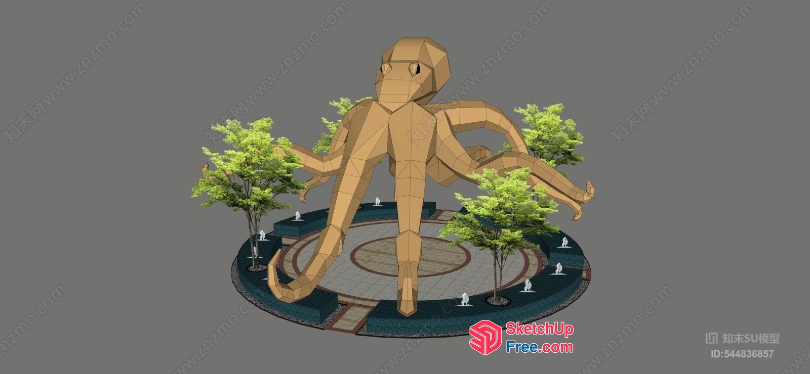 Giant Paper Mache Monkey Statue In A Park 3D SketchUp File