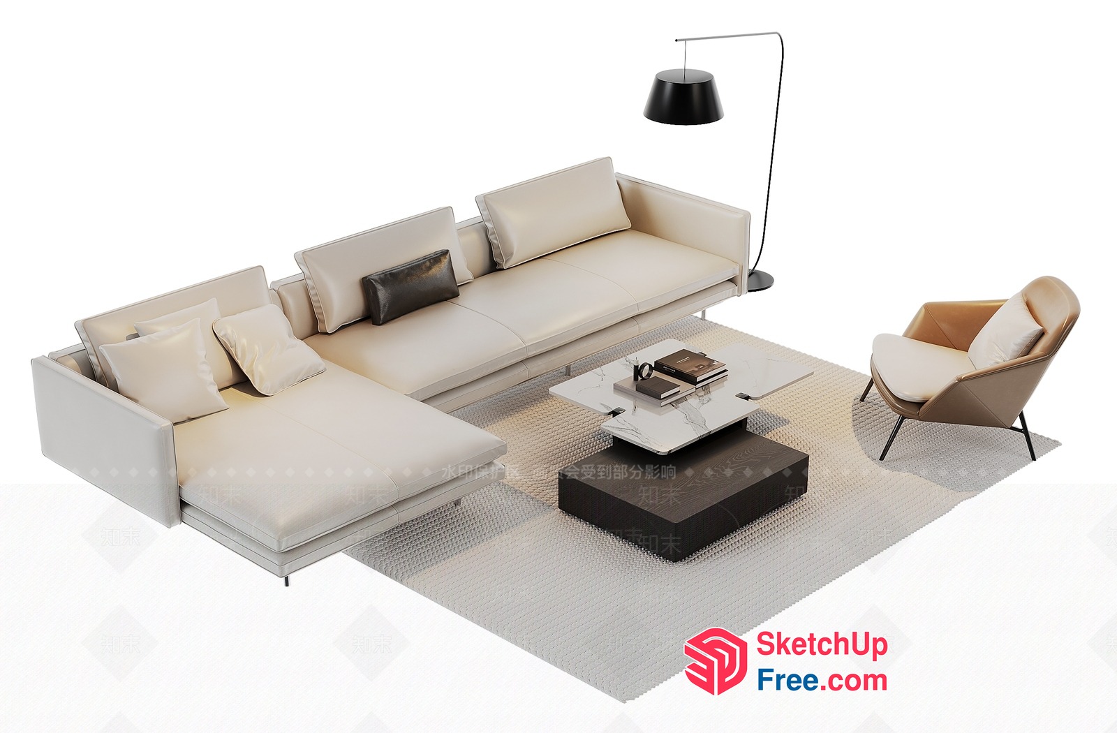 Modern Minimalist Living Room Furniture Set 3D SketchUp File
