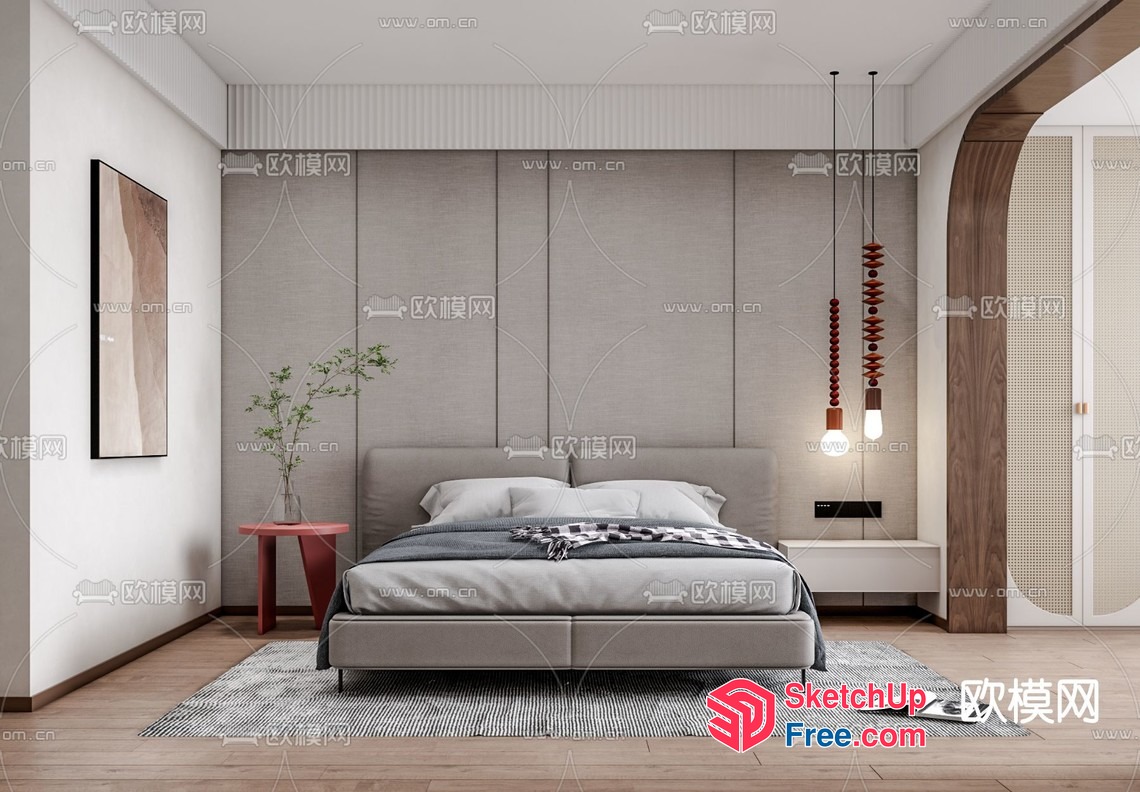 Modern Minimalist Bedroom Interior Design 3D SketchUp File