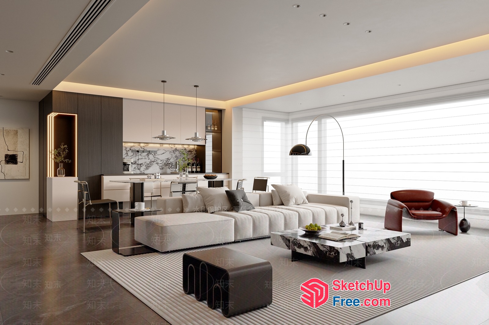 Modern Minimalist Living Room With Clean Lines And Neutral Tones 3D SketchUp File