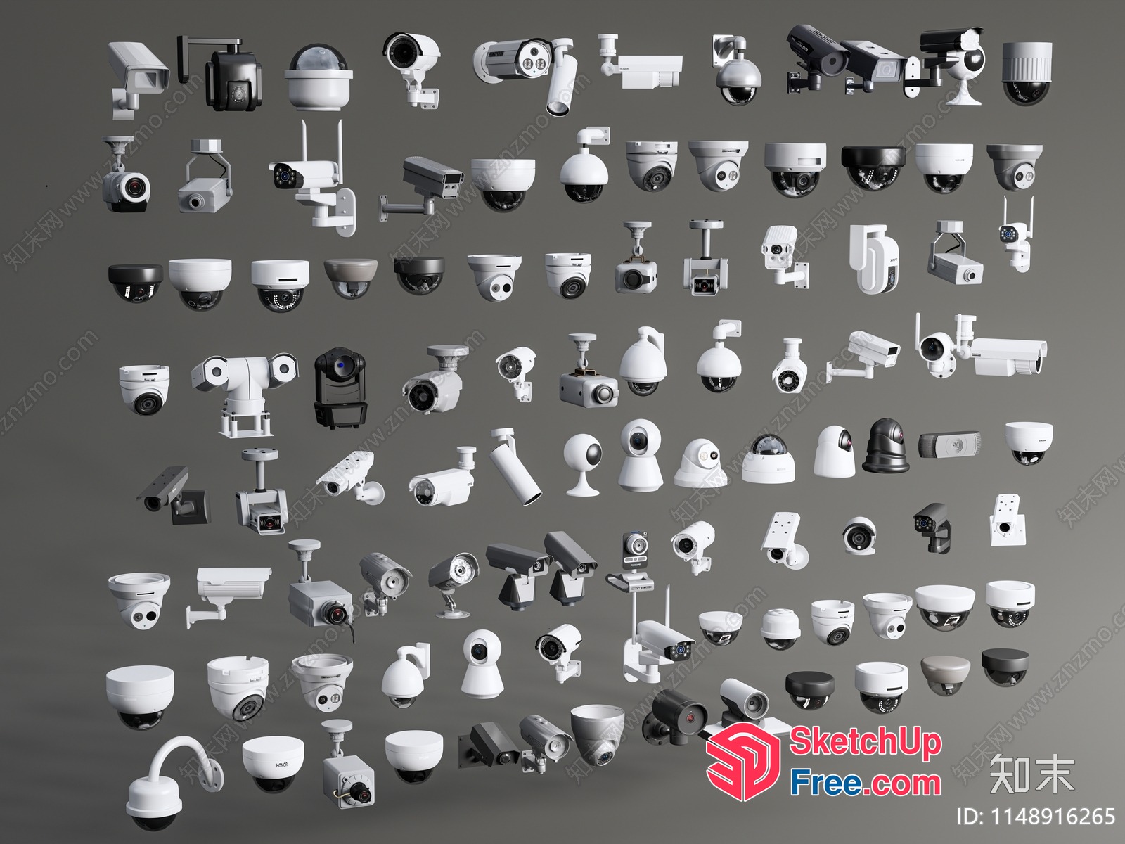 Surveillance Cameras Of Various Types 3D SketchUp File
