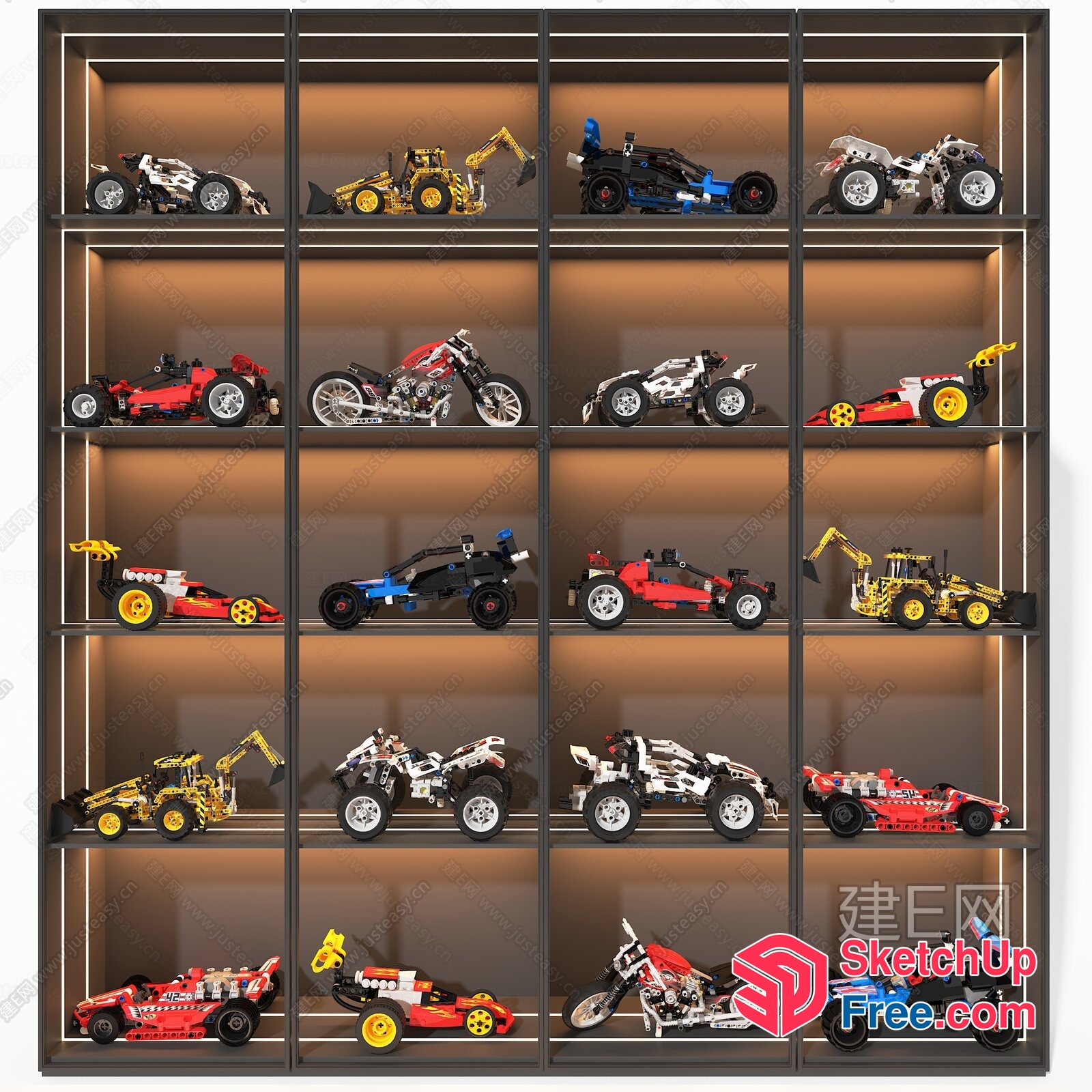 Display Of Toy Vehicles In A Modern Storage Case 3D SketchUp File