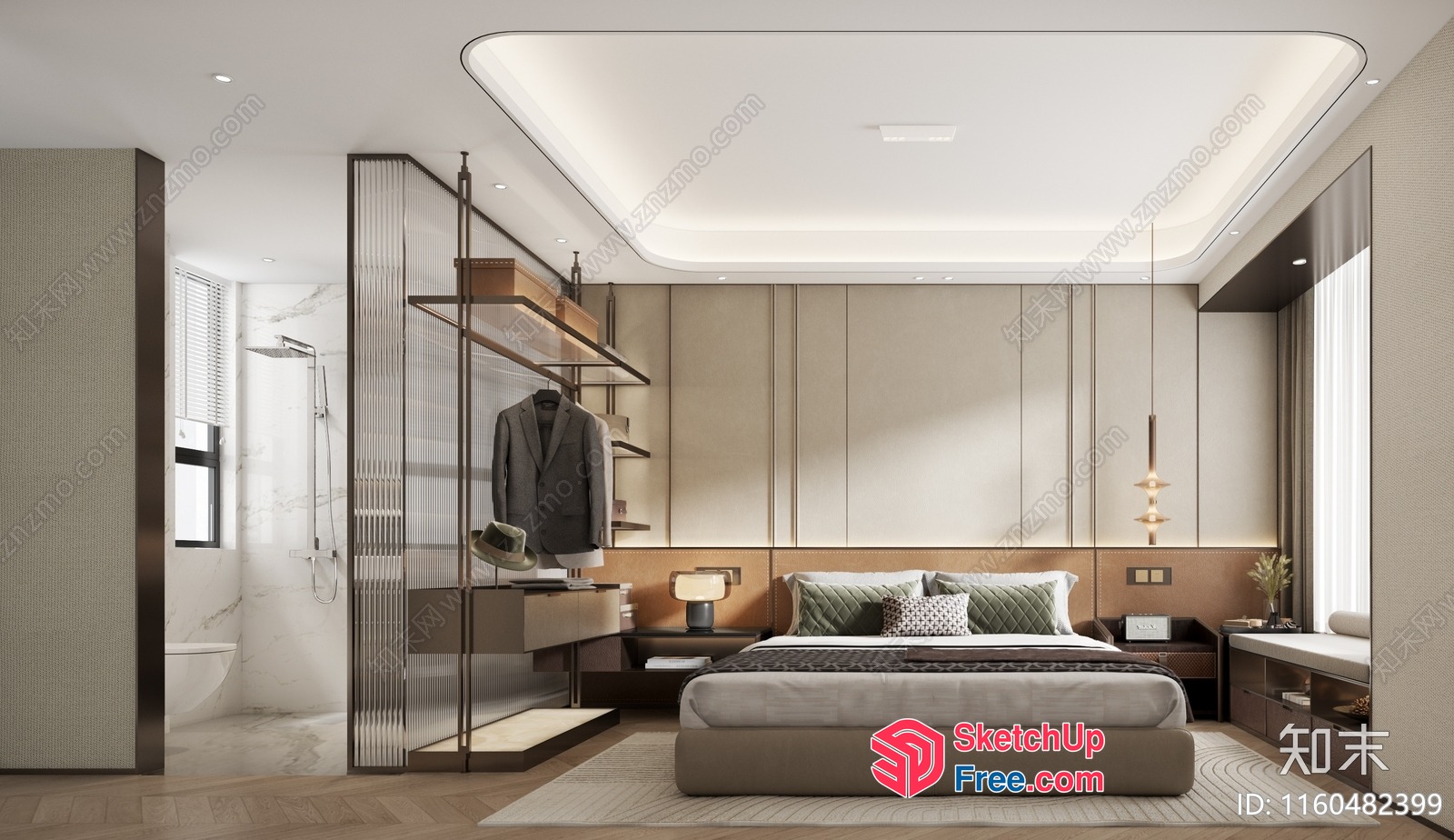 Elegant Modern Interior With Creamy Style And Pillar 3D SketchUp File