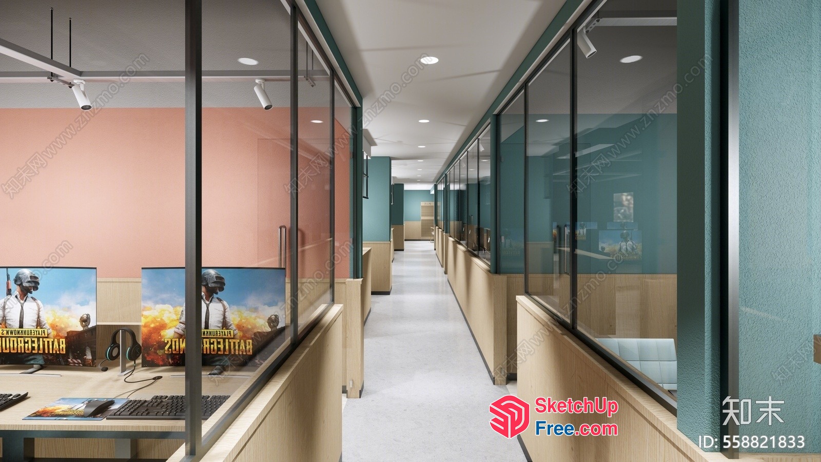Pubg Video Game Themed Office Interior 3D SketchUp File