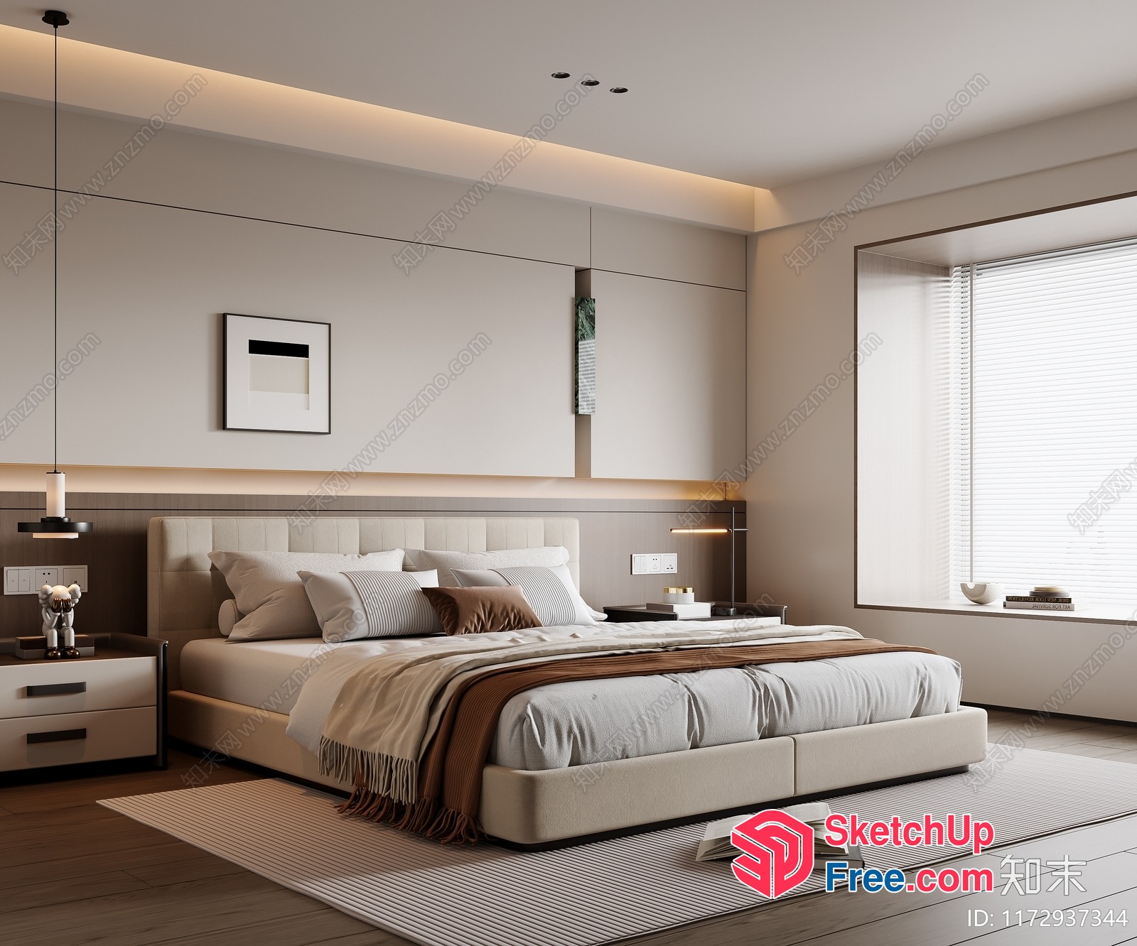 Modern Minimalist Bedroom Interior 3D SketchUp File