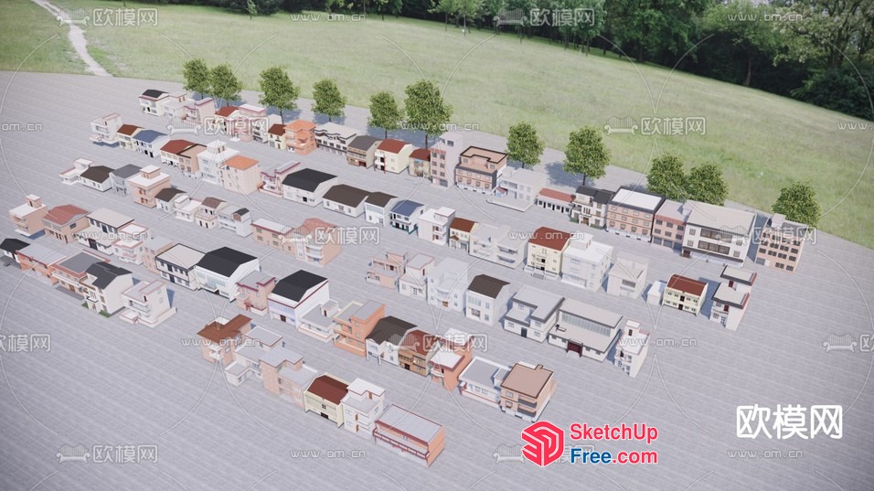 3D Model Of A Residential Neighborhood 3D SketchUp File
