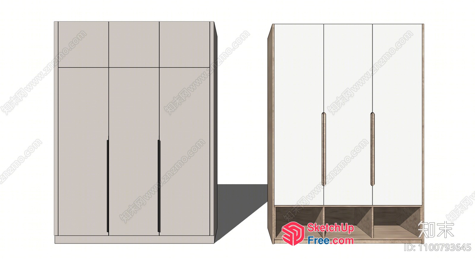 Two Large Wardrobes With Doors 3D SketchUp File