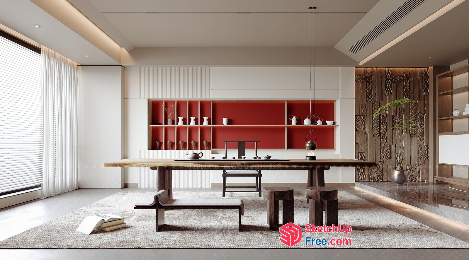 Elegant Modern Minimalist Japanese Style Dining Room 3D SketchUp File
