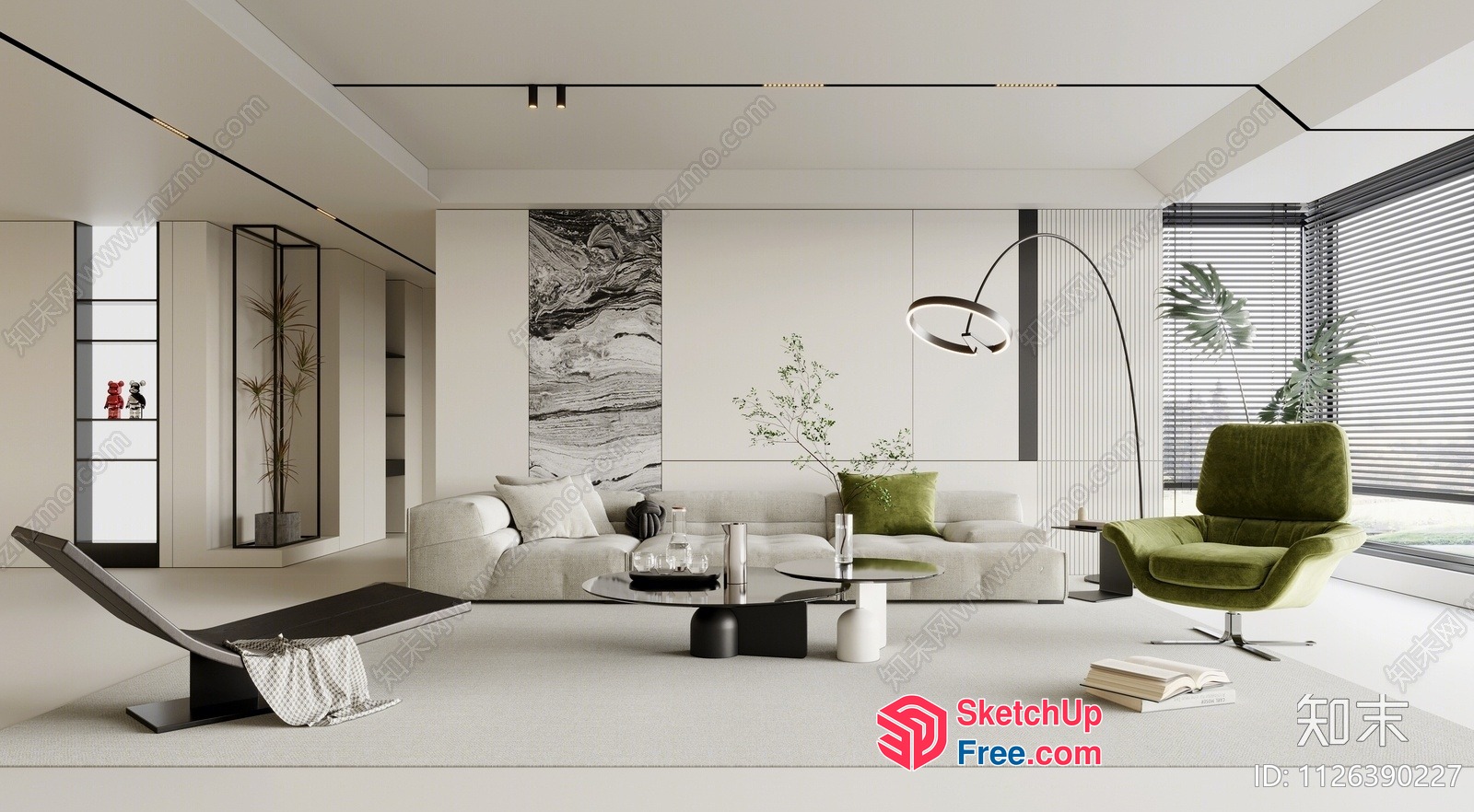 Modern Minimalist Japanese Style Living Room 3D SketchUp File