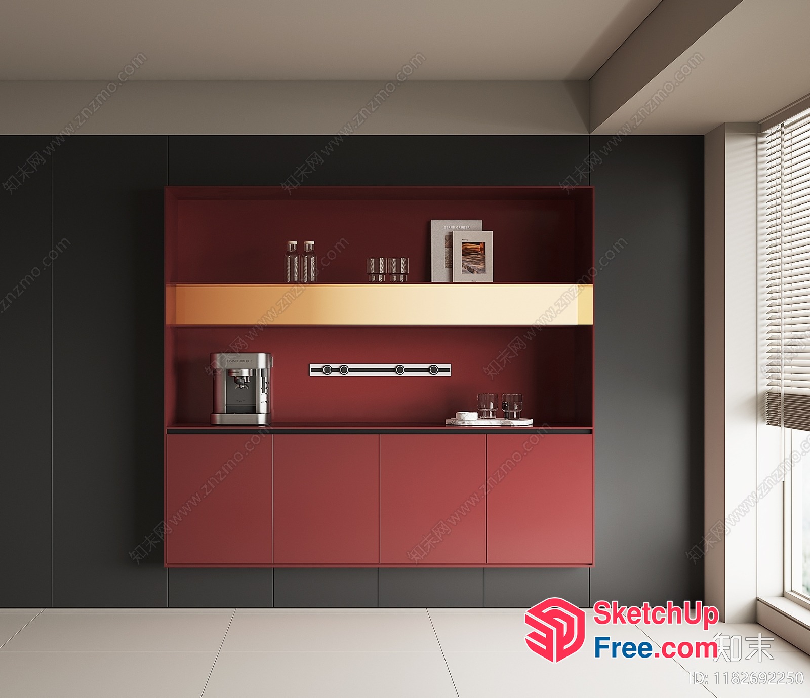 Modern Minimalist Kitchen Cabinet With Built-In Appliances 3D SketchUp File