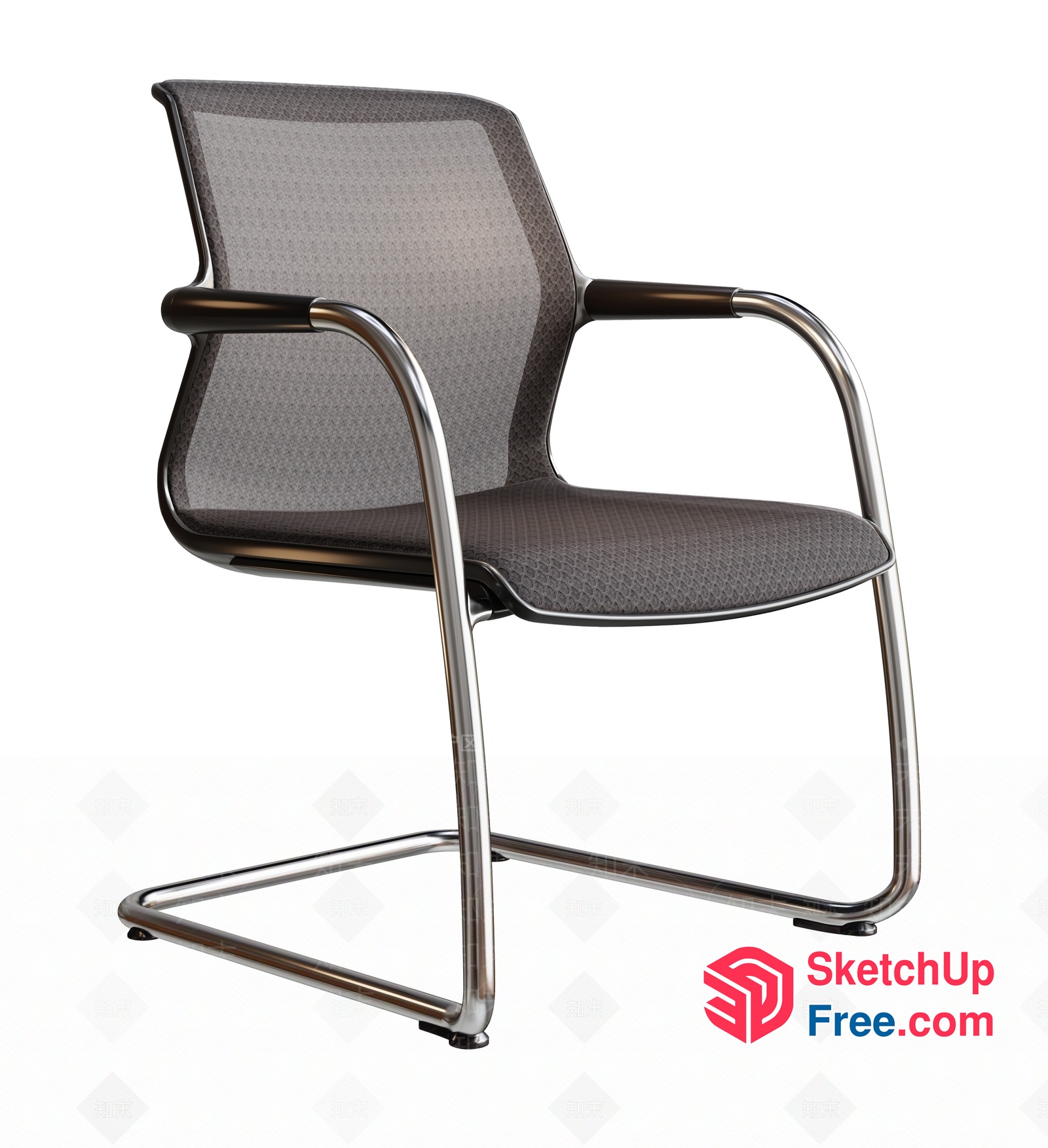 Modern Grey Mesh Office Chair With Sleek Silver Frame 3D SketchUp File