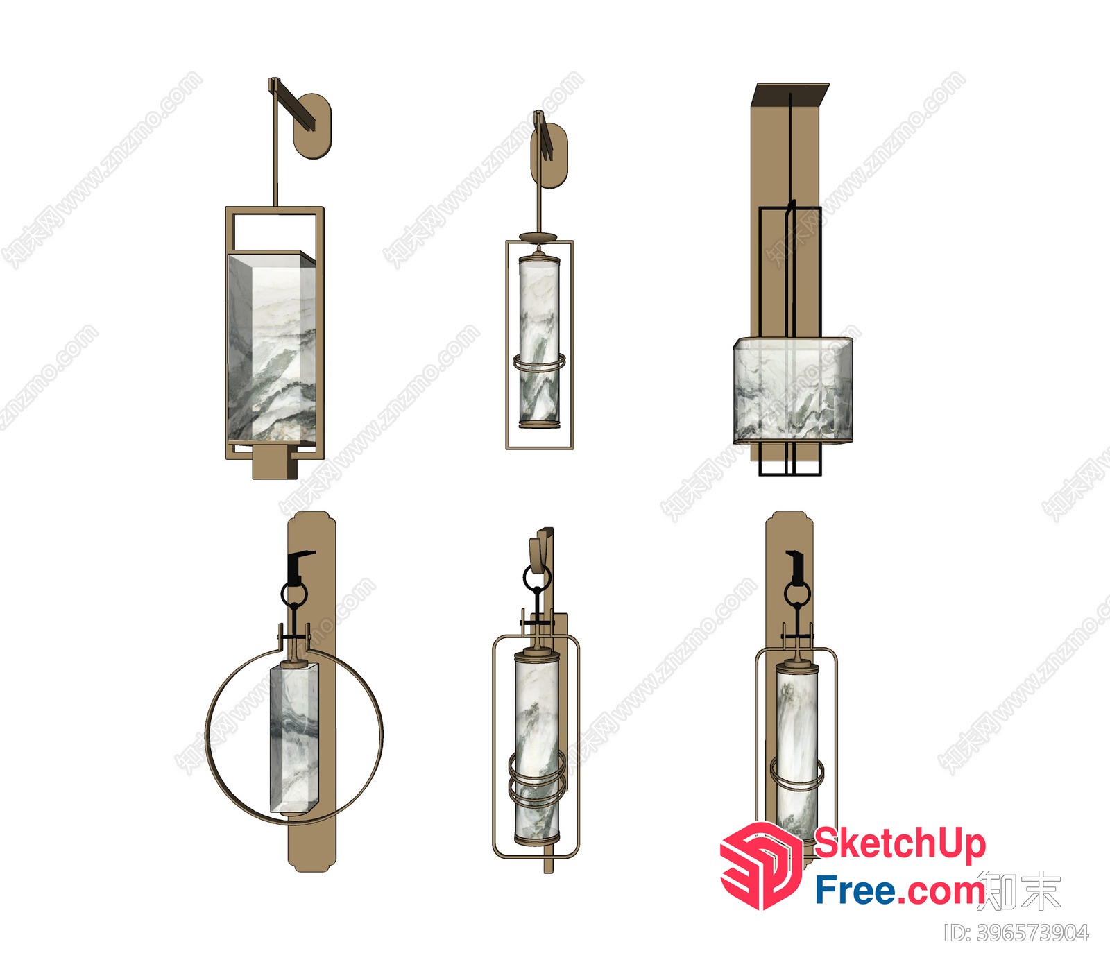 Modern Marble Accent Wall Lights 3D SketchUp File