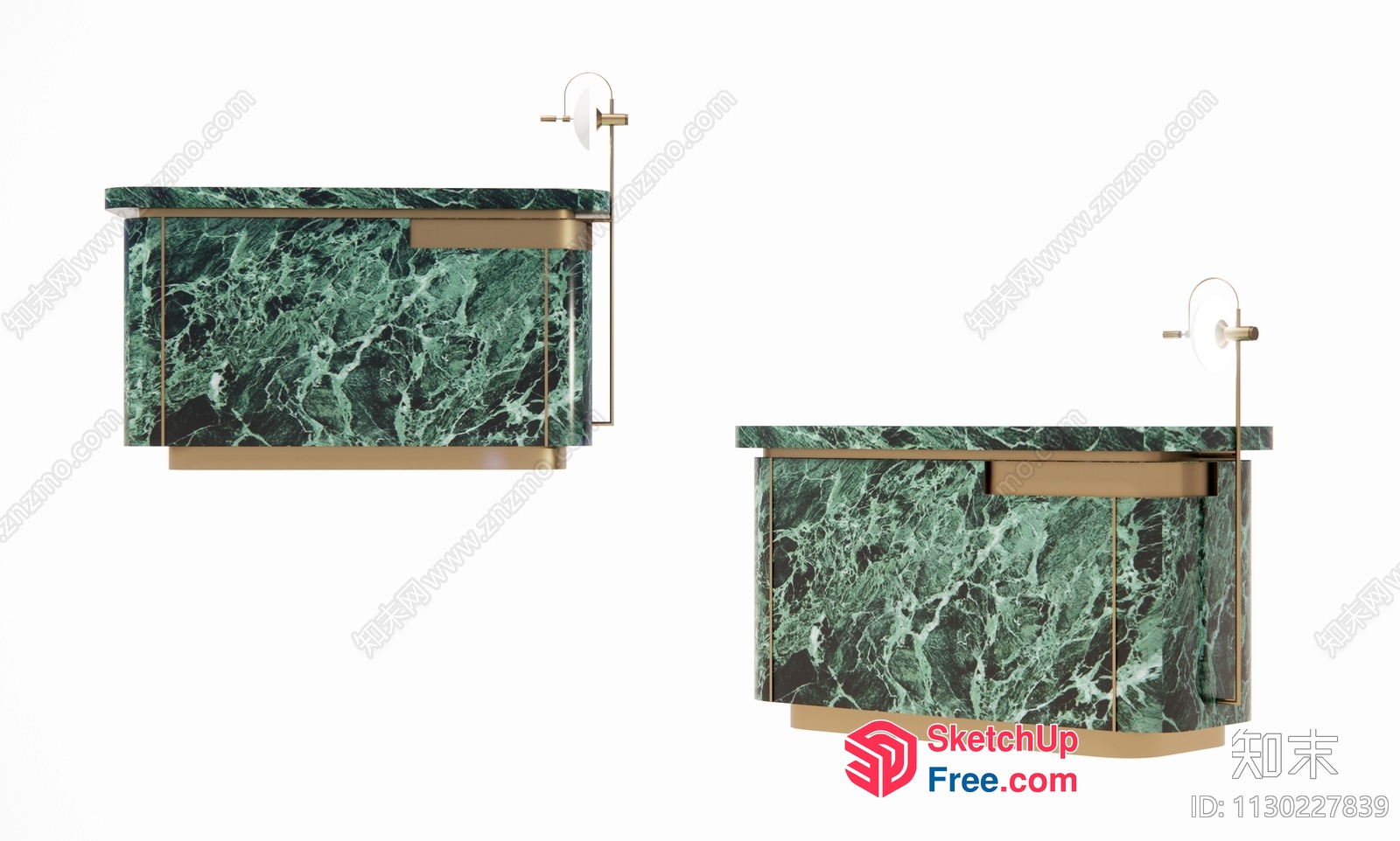 Modern Green Marble And Gold Vanity 3D SketchUp File