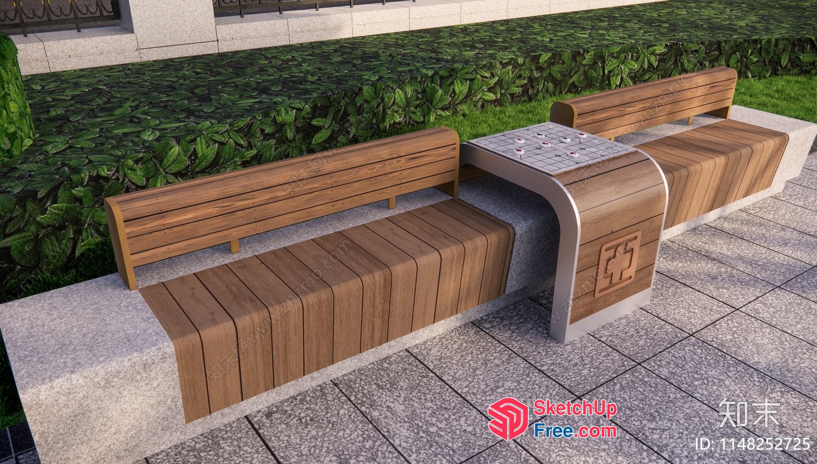 Modern Outdoor Seating With Built-In Table And Storage 3D SketchUp File