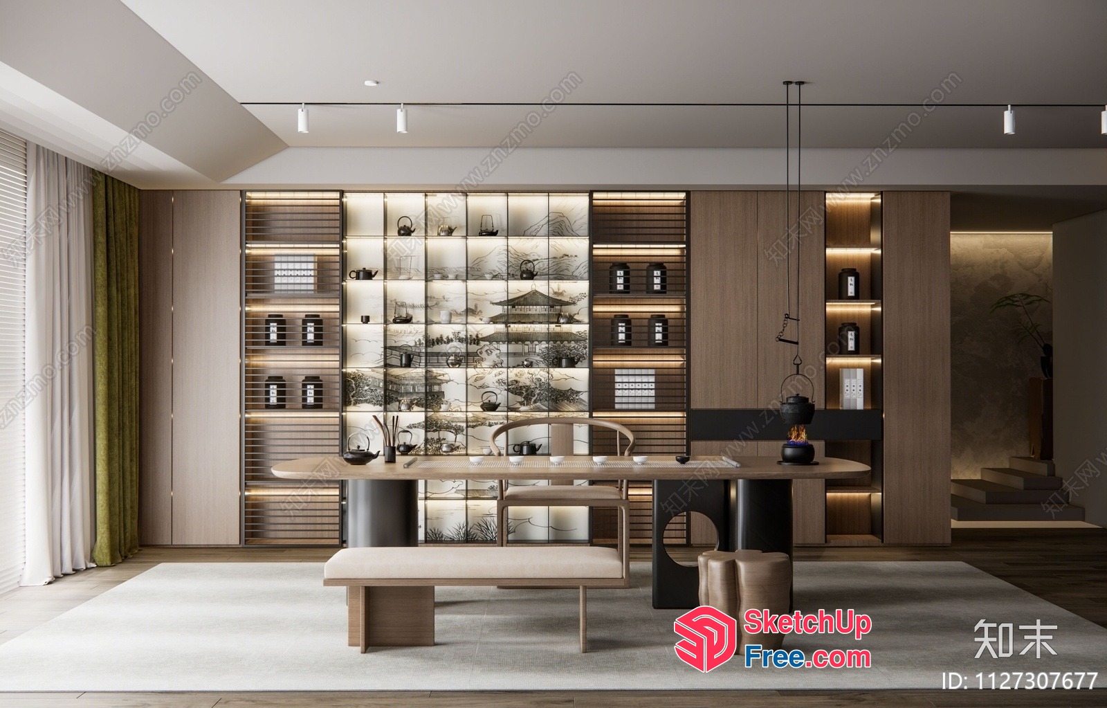 Modern Japanese-Inspired Dining Room With A Mix Of Traditional And Contemporary Elements 3D SketchUp File