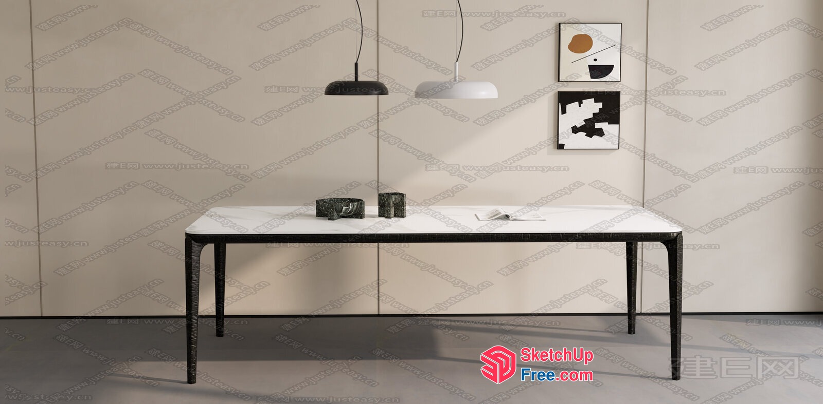 Modern Minimalist Desk And Table Set 3D SketchUp File
