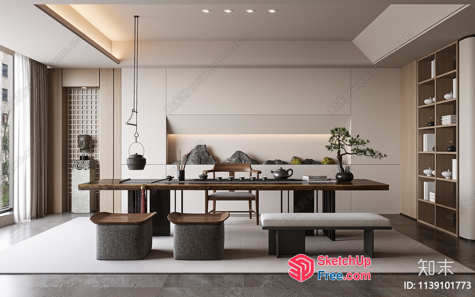 Minimalist Japanese Style Interior With Wabi-Sabi Decor 3D SketchUp File