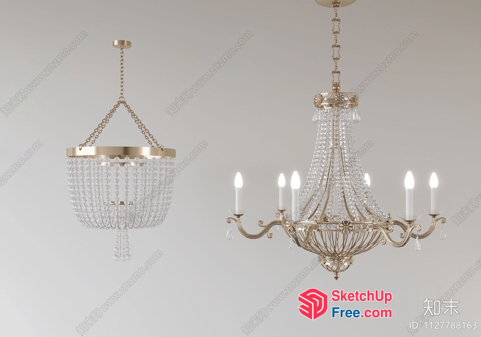Elegant Crystal Chandeliers And Candelabras 3D SketchUp File