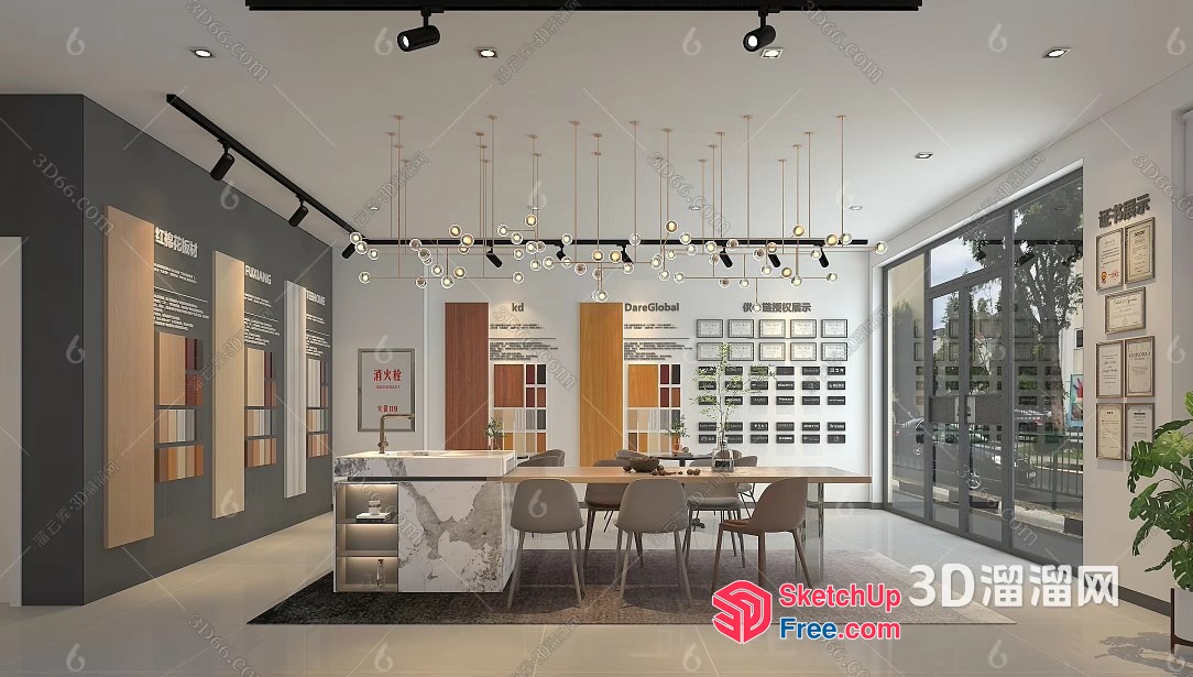 Modern Minimalist Interior Design Showroom 3D SketchUp File