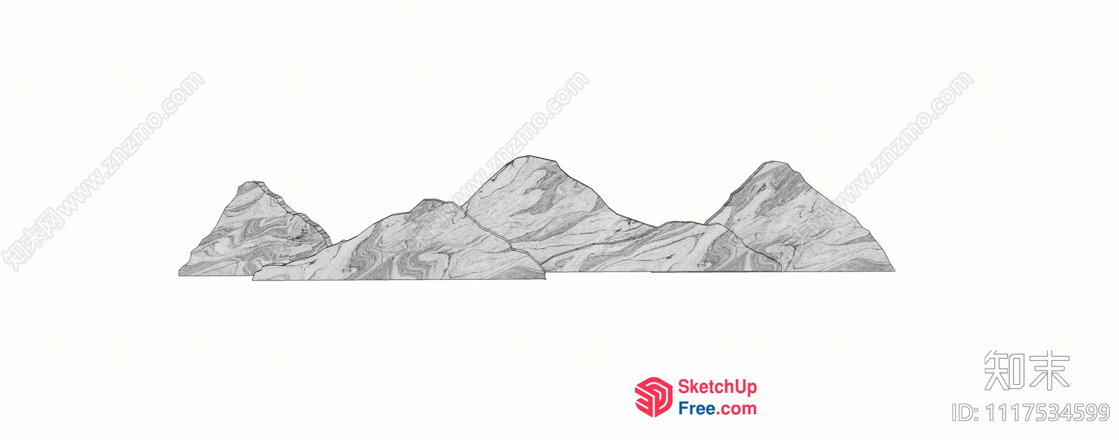 Hand-Drawn Mountain Landscape 3D SketchUp File