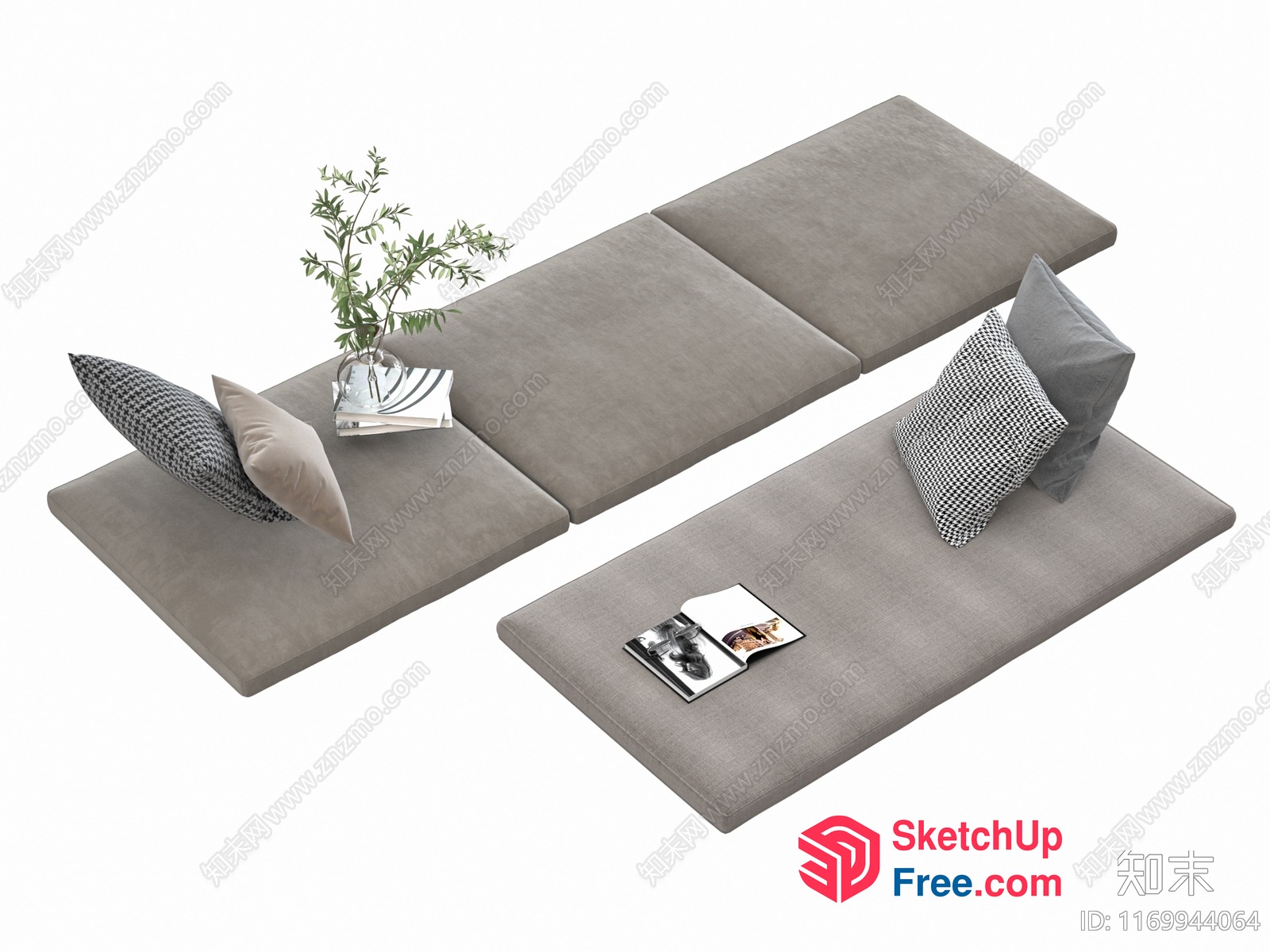 Japanese Style Living Room Furniture Set 3D SketchUp File