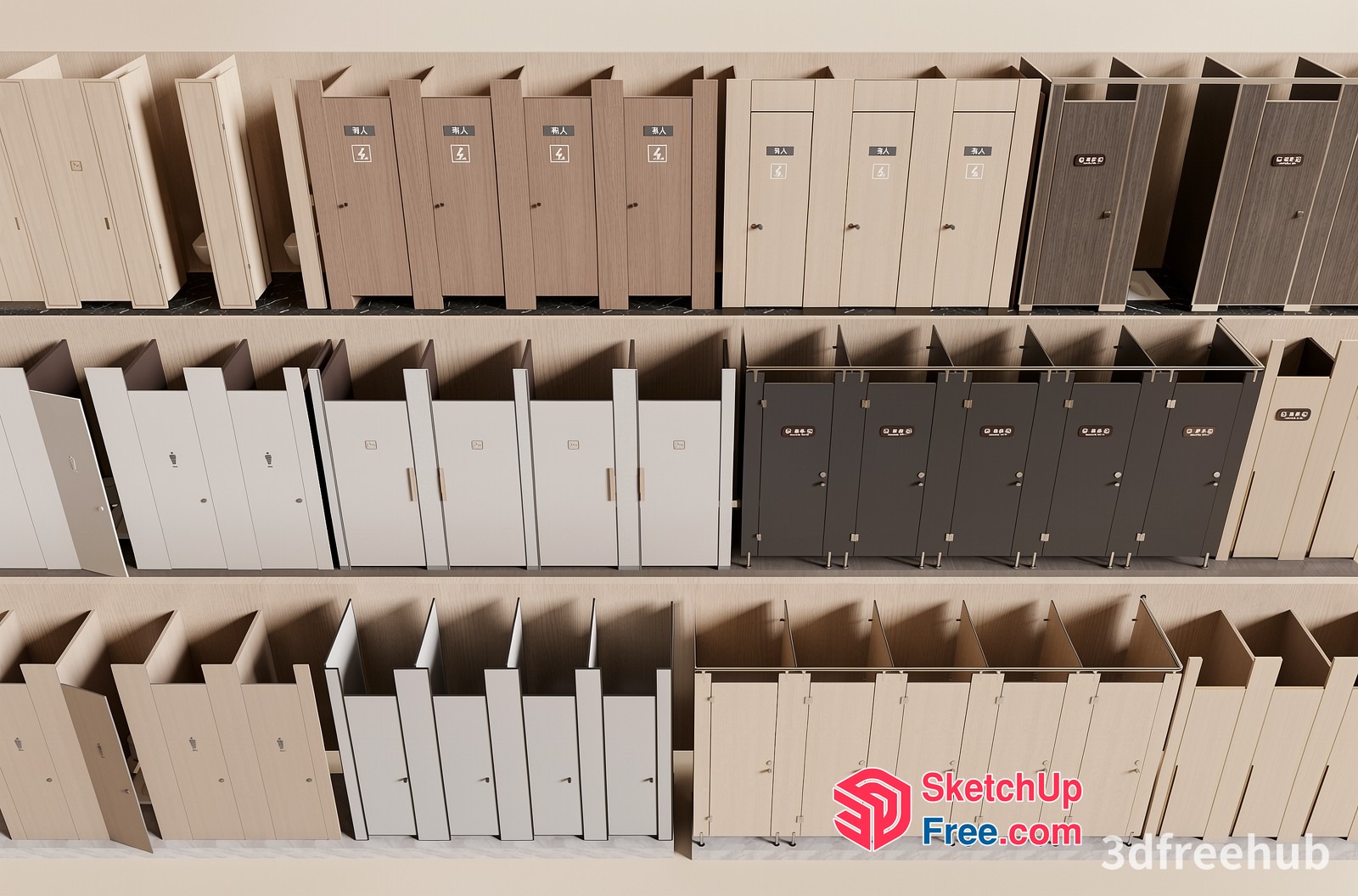 Modern Bathroom Stall Collection 3D SketchUp File