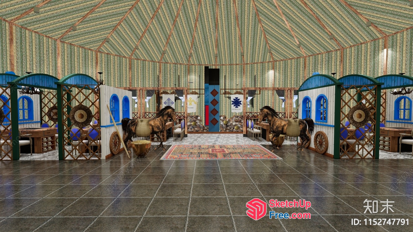 Traditional Mongolian Yurt Interior Design 3D SketchUp File