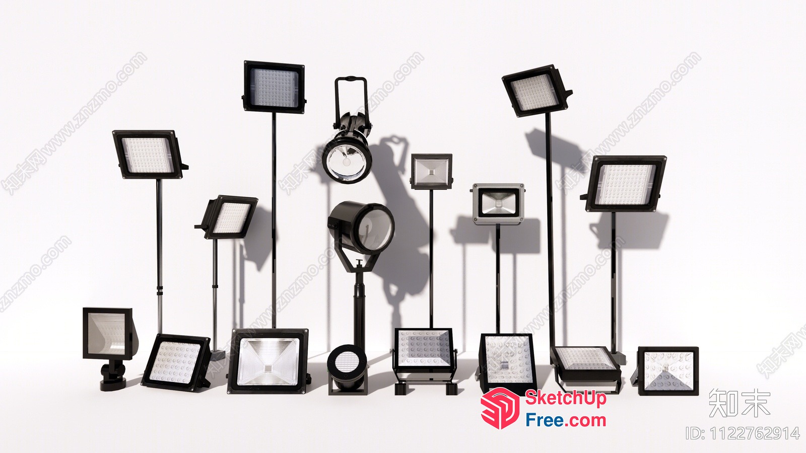 Black And White Led Floodlights 3D SketchUp File
