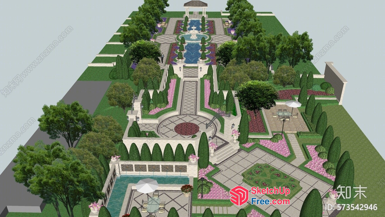 Elegant And Serene European Style Garden 3D SketchUp File