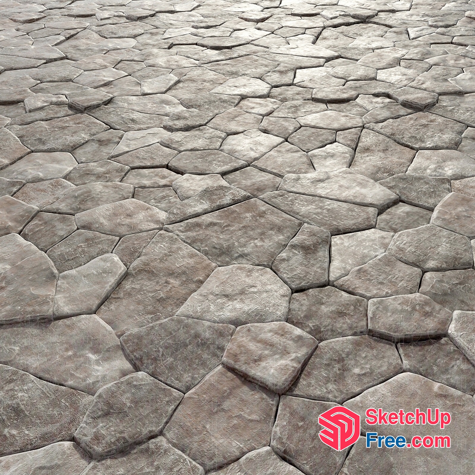 Cracked Stone Floor Surface 3D SketchUp File