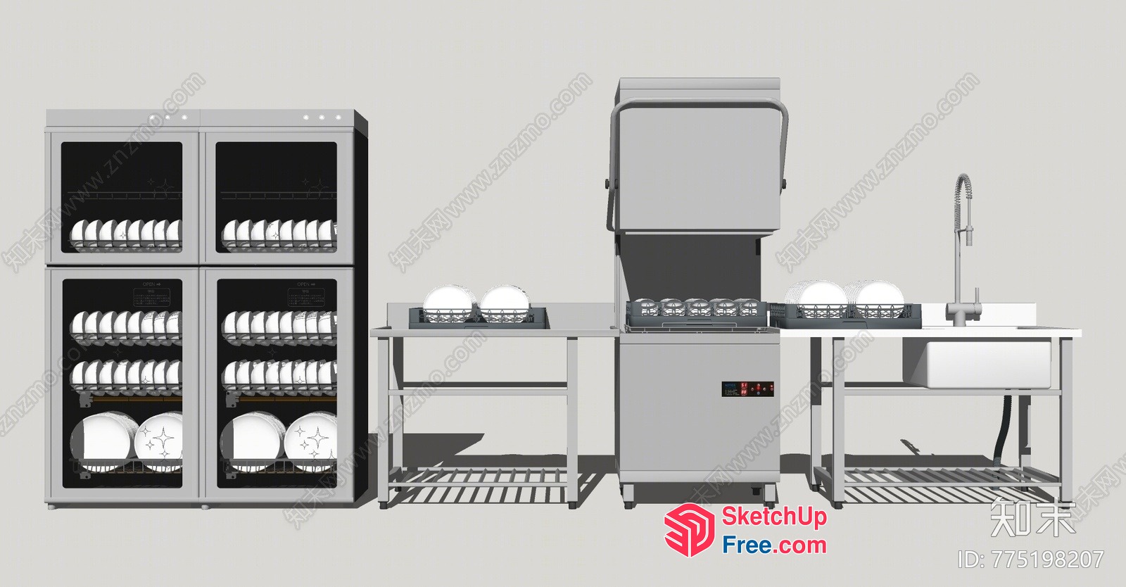 Kitchen Equipment And Utensils Arrangement 3D SketchUp File
